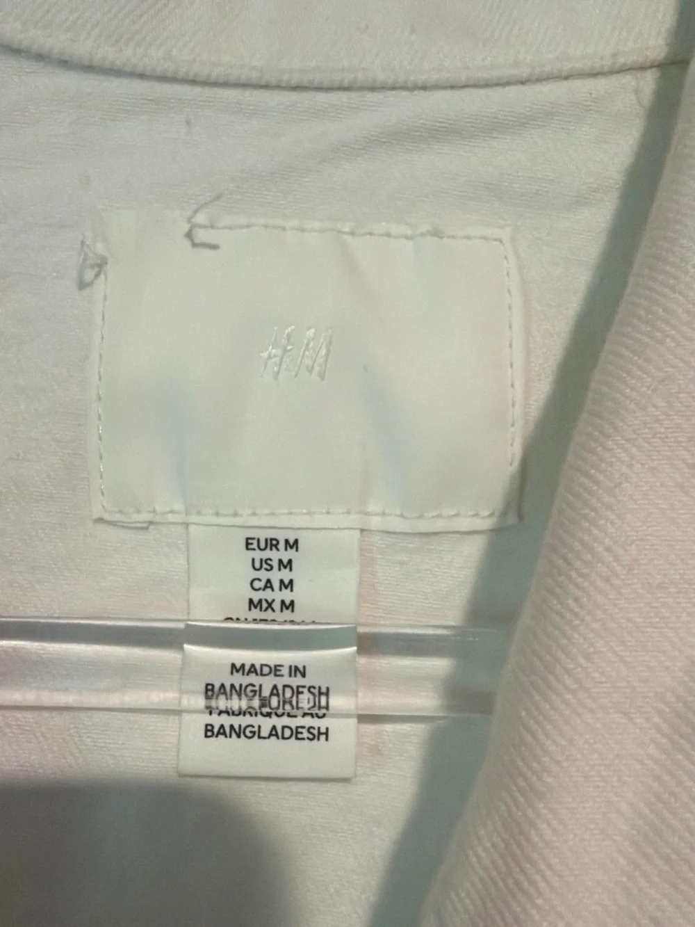 H&M Cream Short Sleeve Cropped Denim Jacket